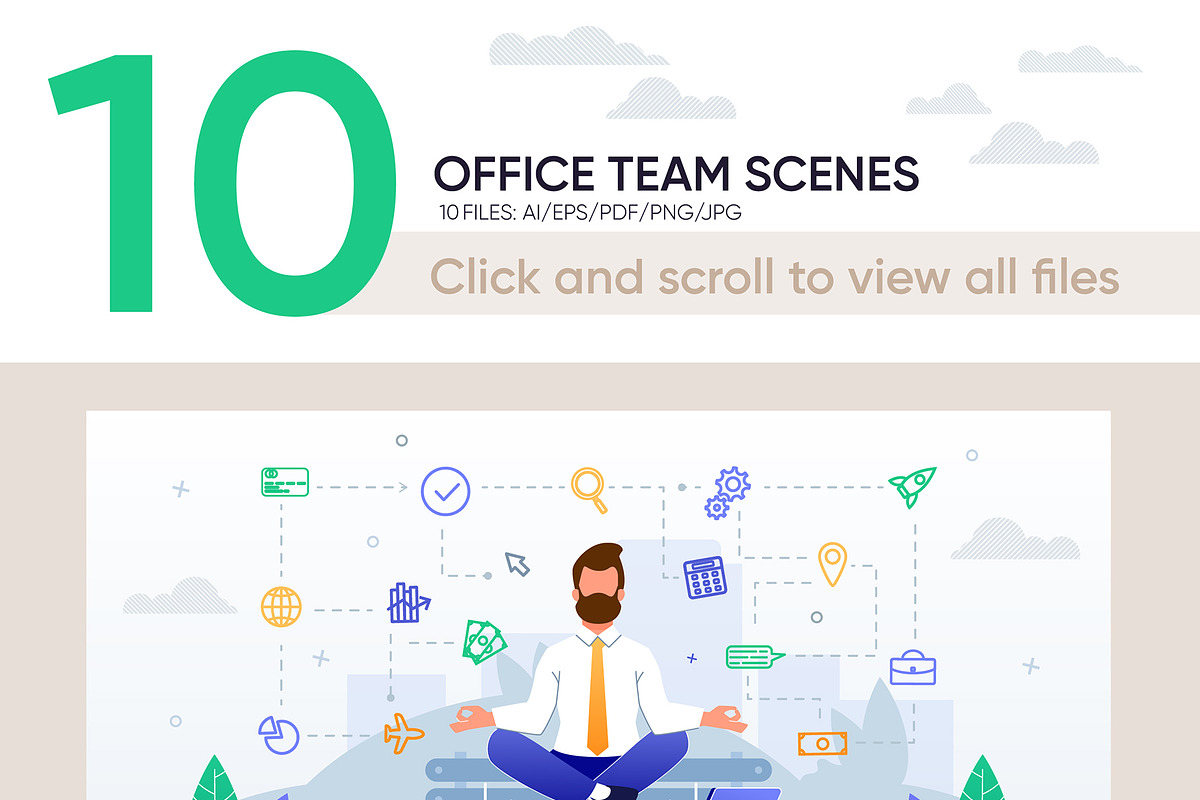 Office Team Vector Scenes, an Education Illustration by PavelVinnik (Photo 2 of 3)