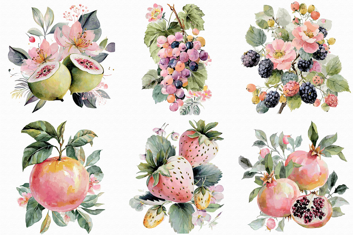 Watercolor Fruits Clipart, an Illustration by Libby Wishes (Photo 7 of 7)