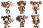 Whimsical Valentine Girl Clipart, an Illustration by Craft Nest (Thumbnail 8 of 9)