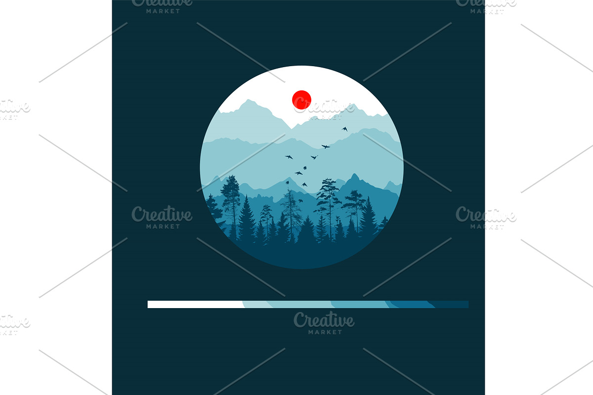 Panorama in a circle of mountain, an Illustration by Nenahliadava Design