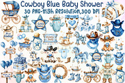 Cowboy Blue Baby Shower Clipart, an Illustration by Sublimation Artist (Thumbnail 1 of 6)