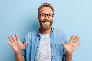 Happy middle aged man with beard and, a Person Photo by MistyDay