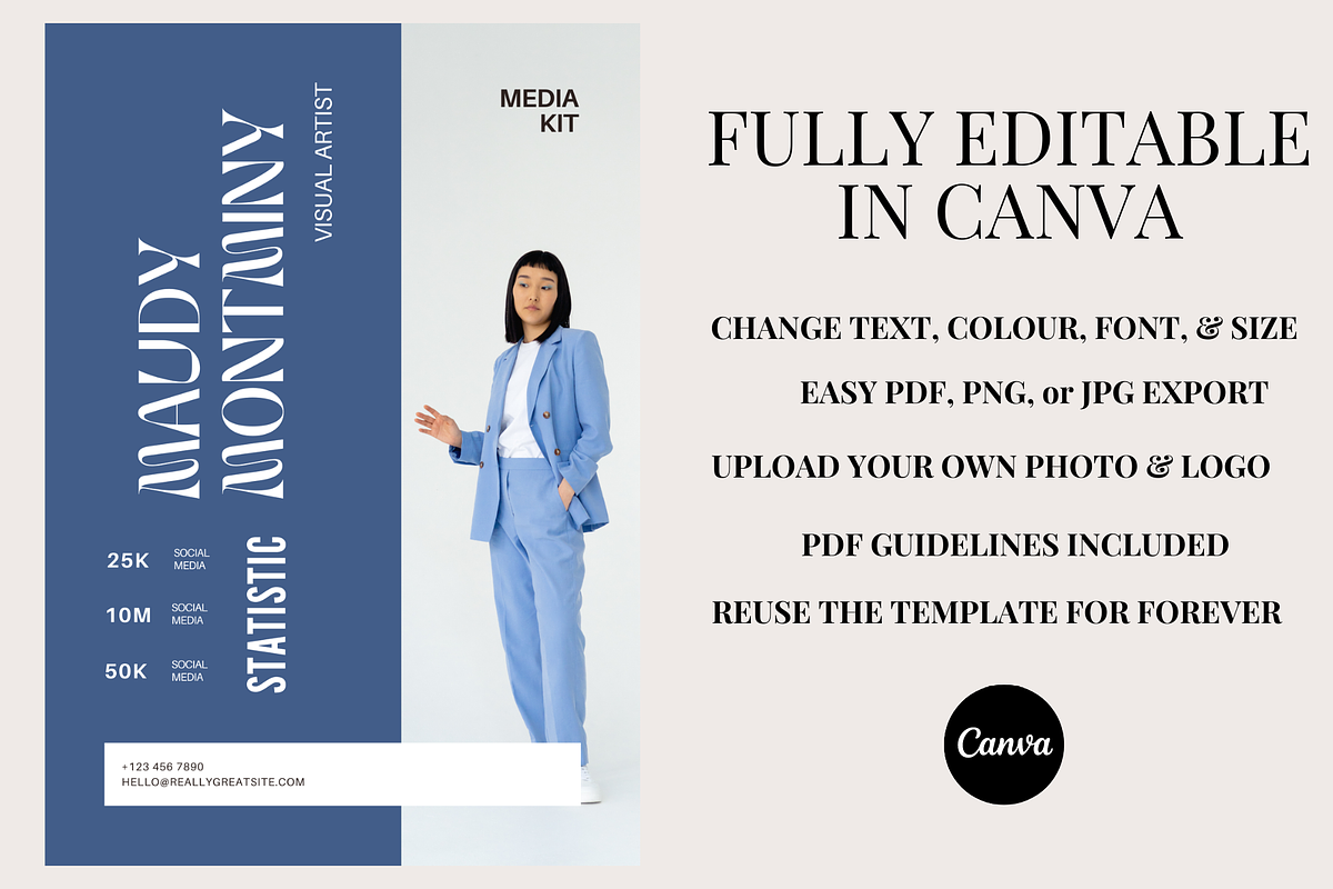 2 Page Elegant Influencer Media Kit, a Social Media Template by Daily Creative (Photo 2 of 4)