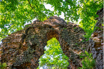 Stone gate of forest castle ruins, an Architecture Photo by pytyczech