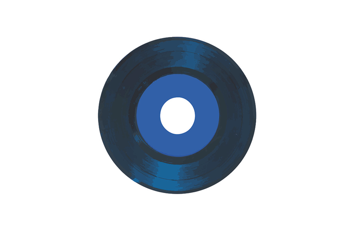 A blue vinyl record, a Technology Illustration by Vicente Soler