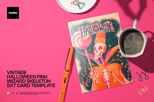 Vintage Halloween 5x7 Card Template, a Card Template by creatsy5