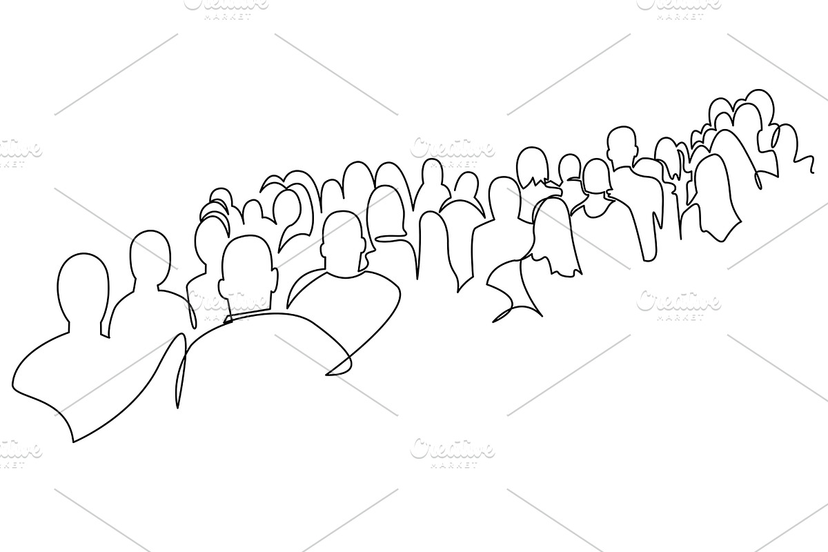 Group of people waiting in line, a Decorative Illustration by Samui-Art
