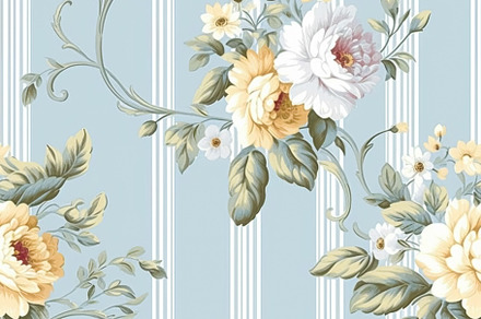 Seamless pattern, tileable English country style blue striped fl, a Pattern Graphic by Anneleven