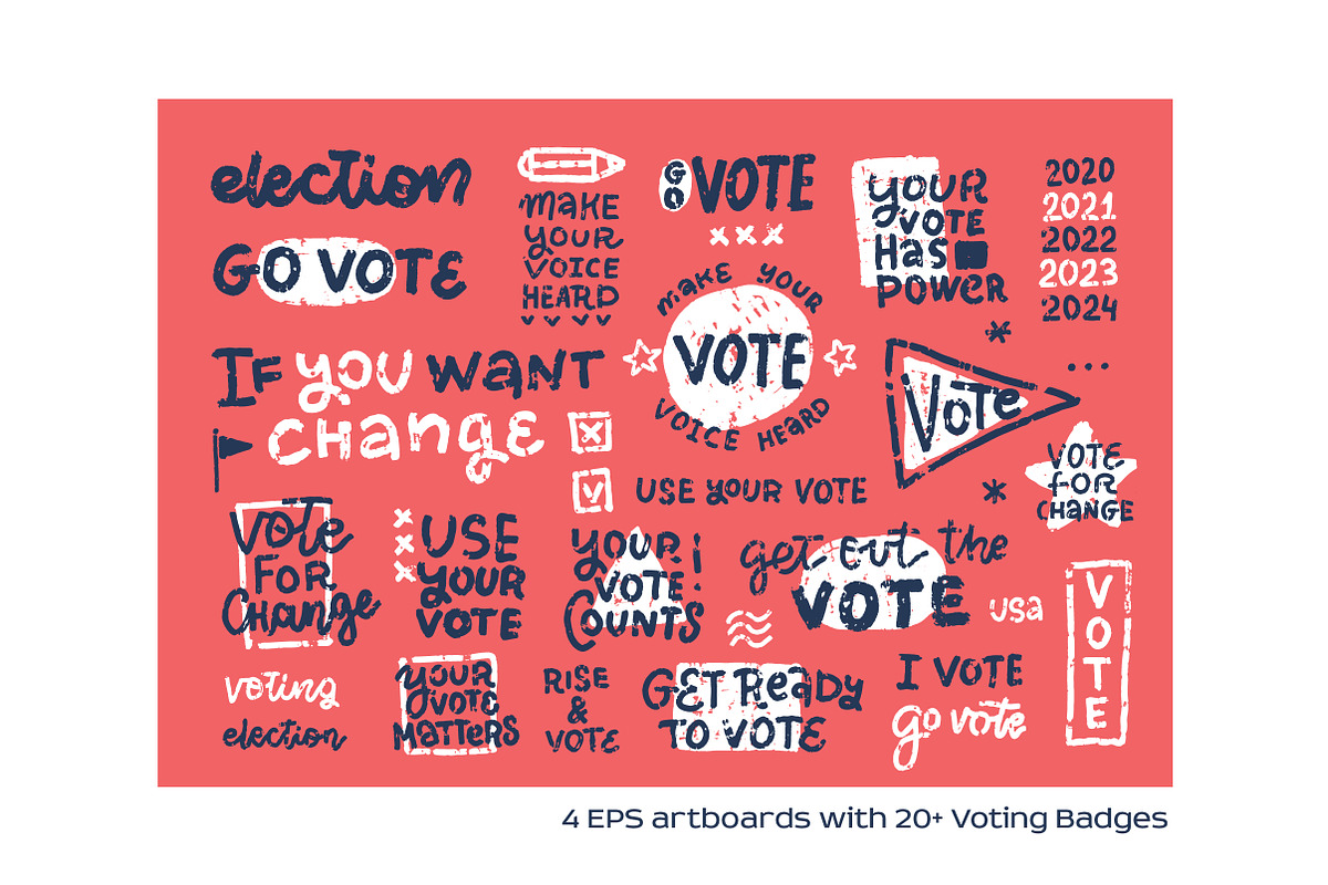 GO VOTE - vector stamp badges set, a Texture Illustration by Lana Sham