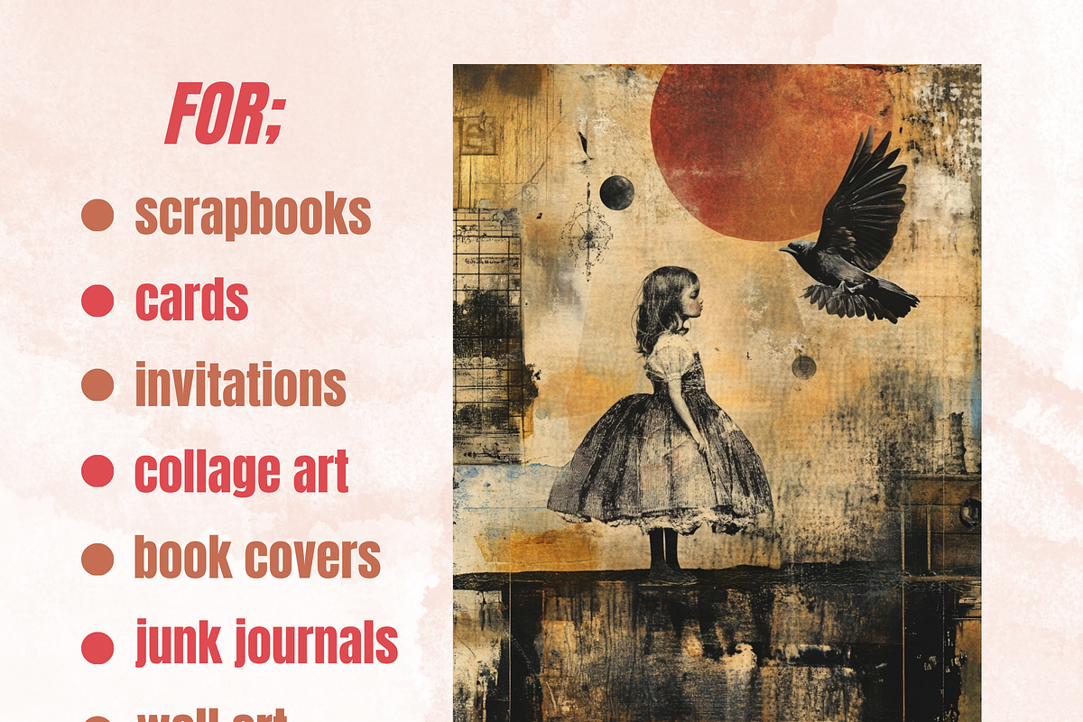 Whimsy Grunge Collage Paper Kit, a Background Graphic by GiraffeCreative (Photo 2 of 9)