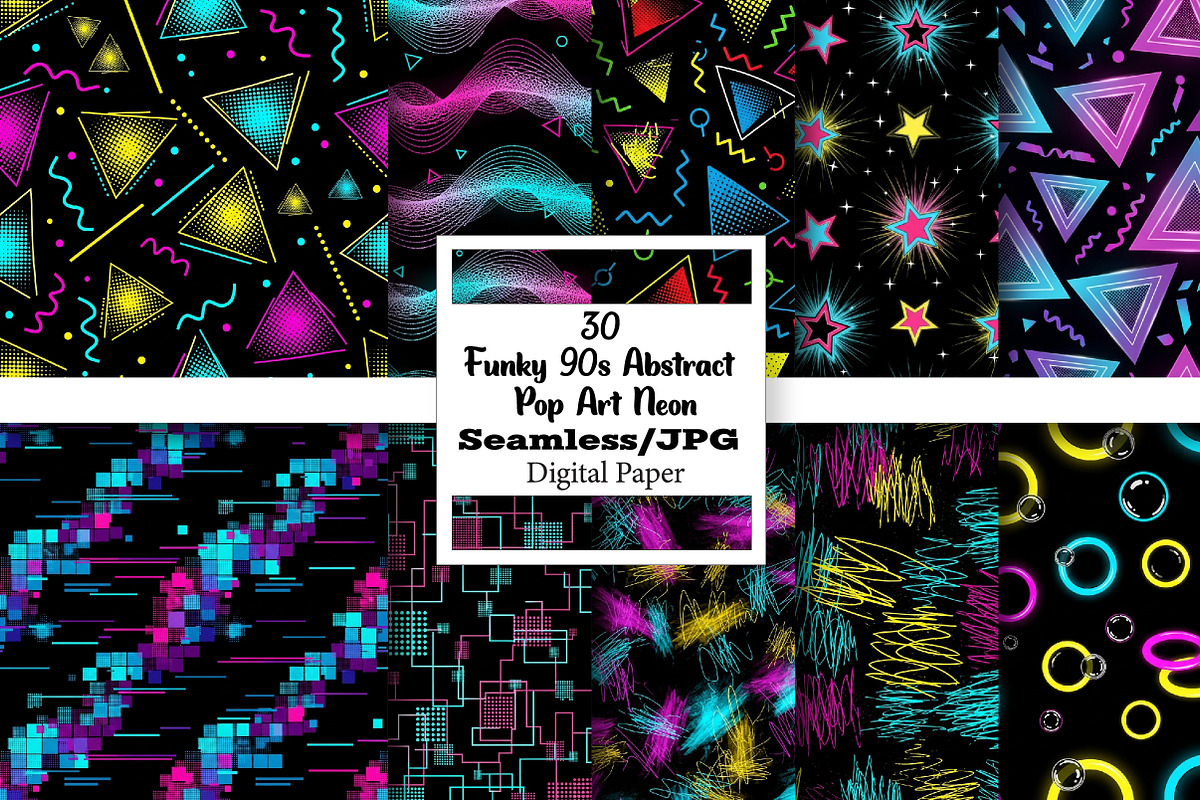 Funky 90s Abstract Pop Art Neon, a Pattern Graphic by Wow Magic (Photo 1 of 3)
