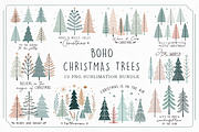 Boho Christmas Trees PNG Bundle, a Seasonal Illustration by LemonDesign (Thumbnail 1 of 12)