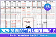 2025-26 Budget Planner Bundle Canva, a Stationery Template by Mustafiz (Thumbnail 1 of 5)
