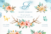 Happy Forest Watercolor Clip Art, an Animal Illustration by everysunsun (Thumbnail 3 of 6)
