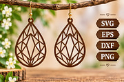 Geometric Diamond Earring Wood Laser, an Object Graphic by Libby Wishes (Thumbnail 3 of 3)