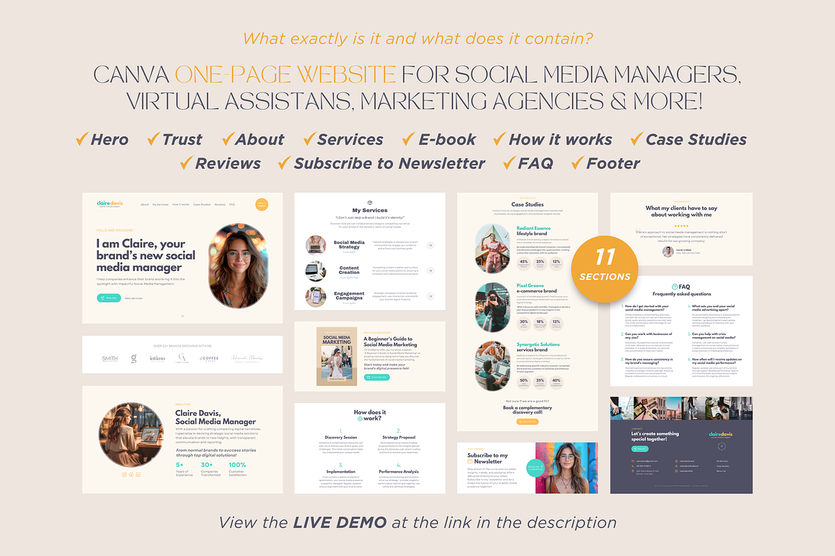 Social Media Manager Canva Website, a Landing Page Template by vectorocean (Photo 5 of 11)