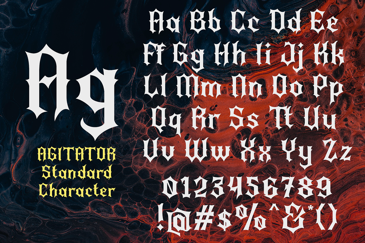 Agitator Blackletter Font, a Blackletter Font by madeDeduk (Photo 2 of 10)