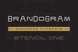 Brandogram Stencil One Monogram Font, a Slab Serif Font by Bogdan Casota