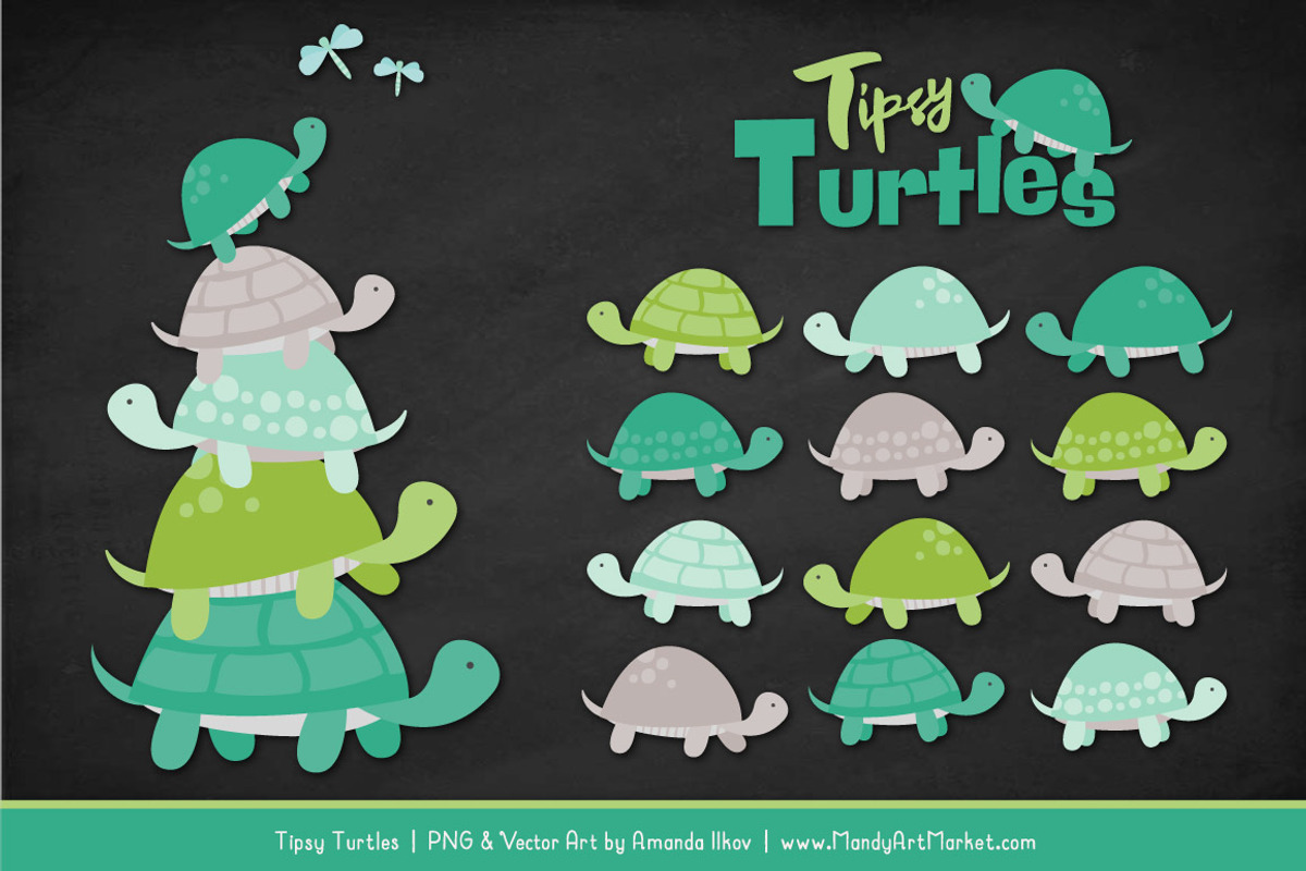 Emerald Isle Turtle Stack Clipart, an Illustration by Amanda Ilkov (Photo 2 of 4)