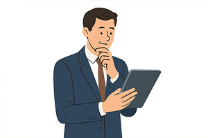 Professional man contemplating while, a Person Illustration by ZinetroN