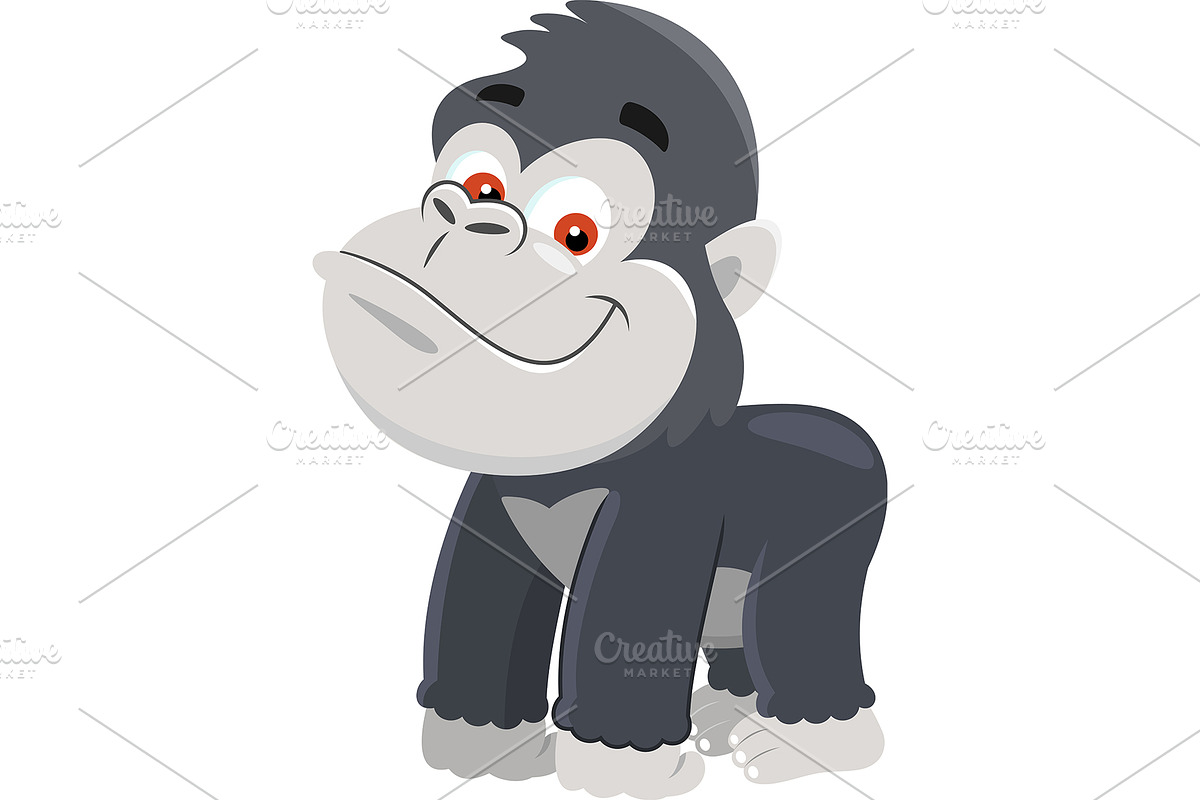 Cute Baby Gorilla Cartoon Character, an Animal Illustration by HitToon ...