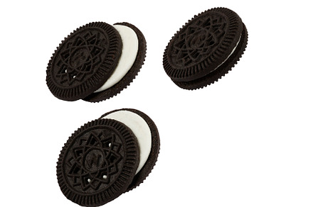 Close up isolated black cookies like containing pastry, biscuit, and cracker