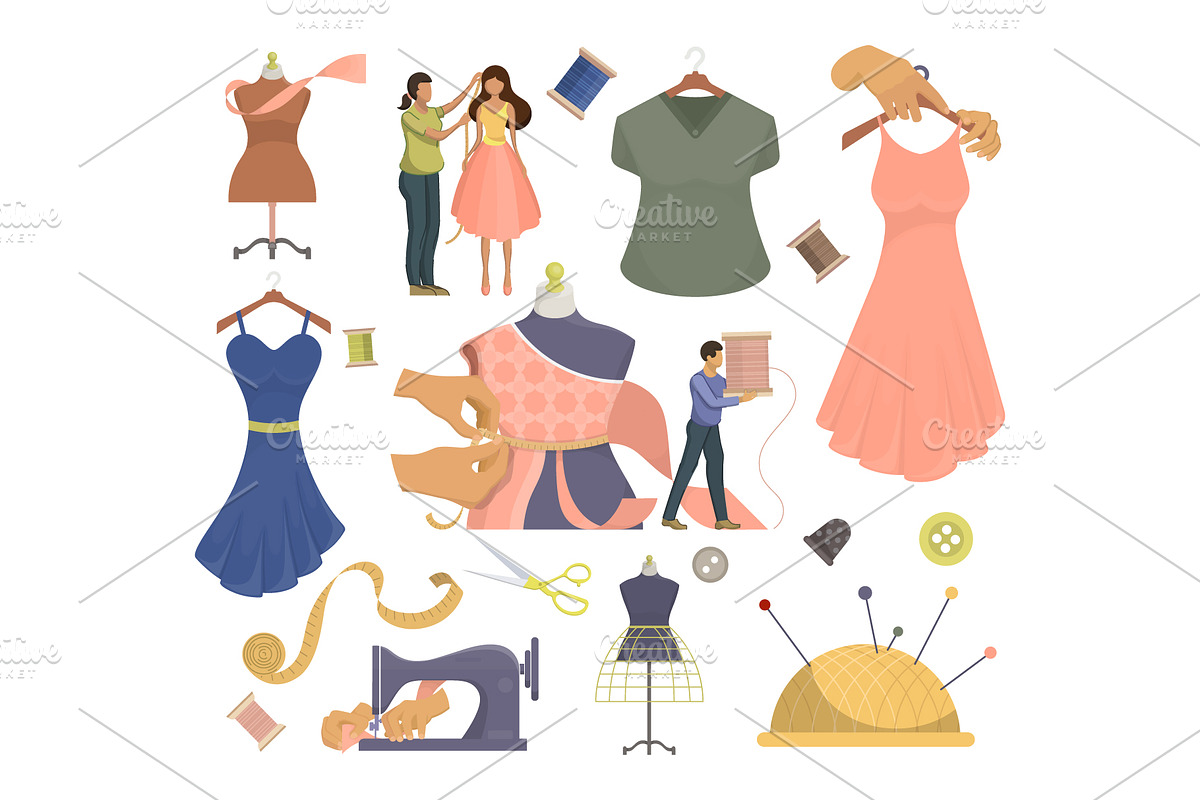 Fashion design and tailoring tools, an Object Illustration by Yayasya