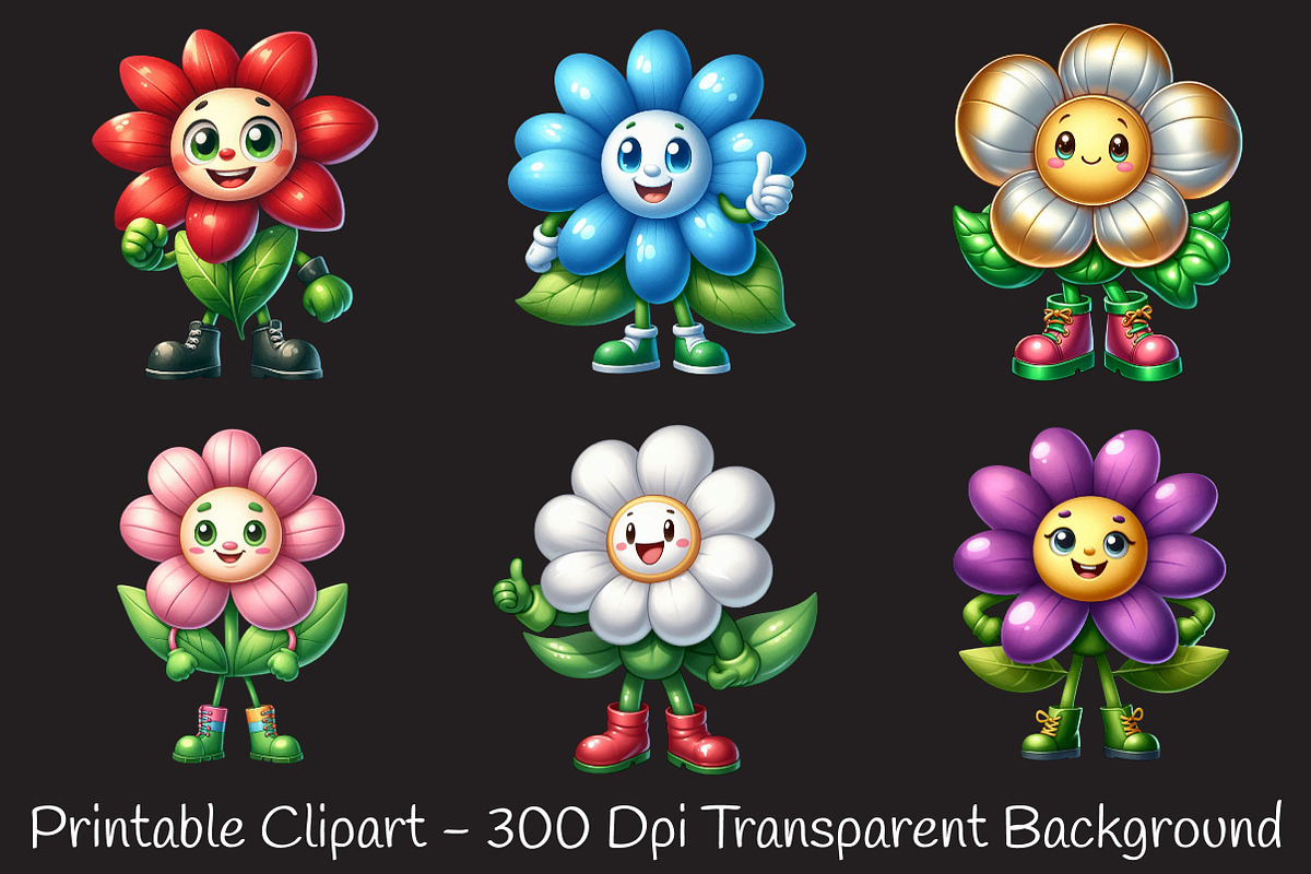 Flowers mascot sublimation clipart, an Illustration by RobertsArt (Photo 2 of 7)