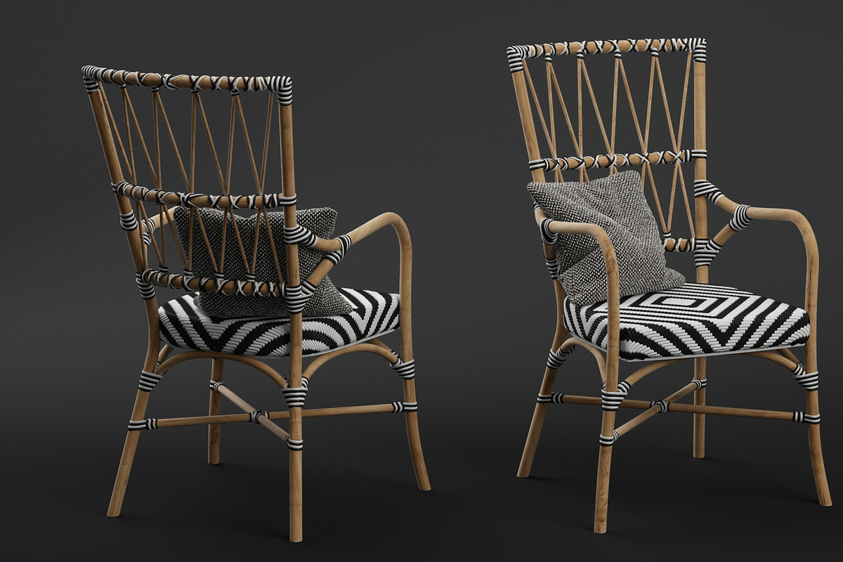 Criss Cross Black White Rattan Cafe, a Furniture 3D Model by NOMODOL (Photo 2 of 5)