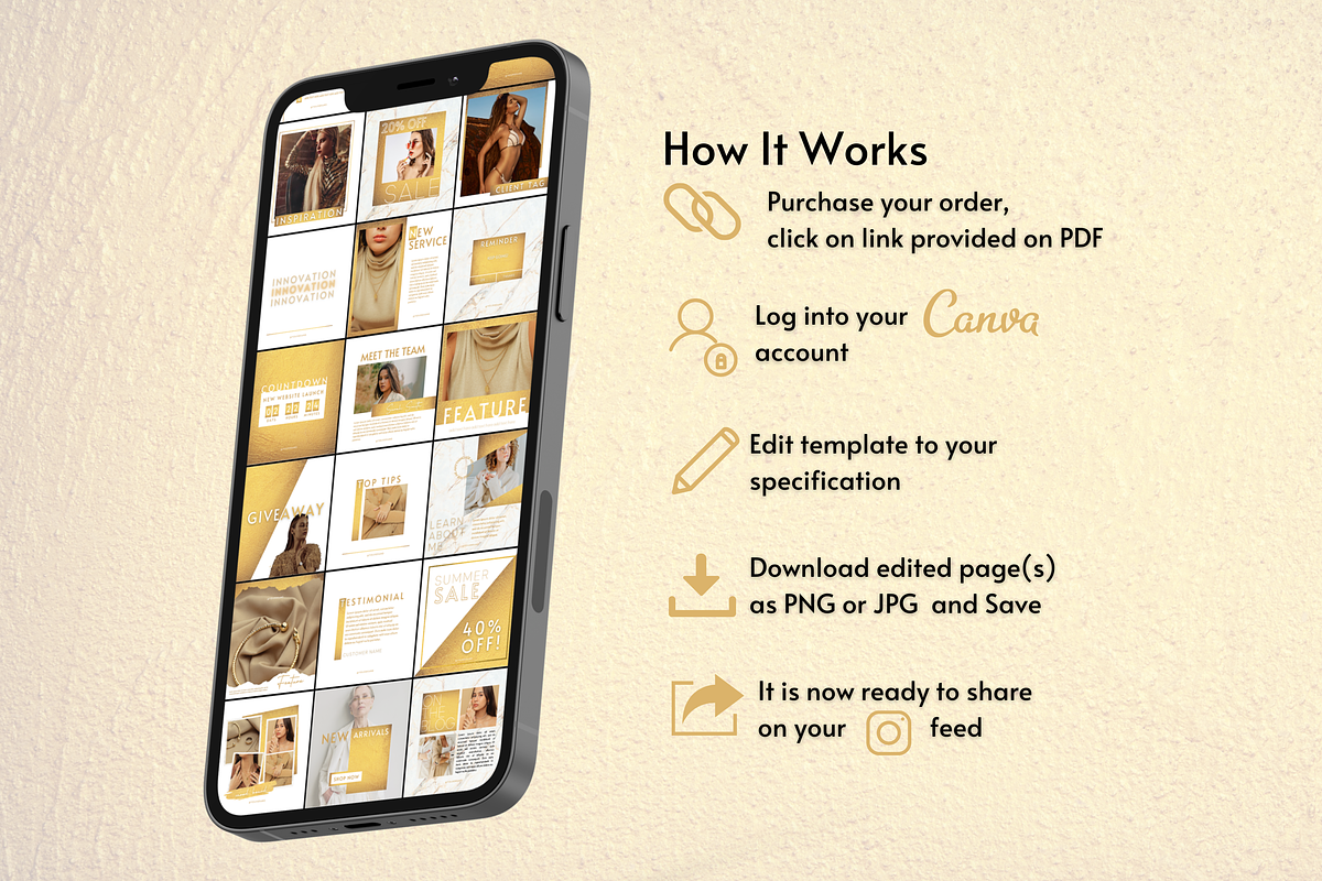 WHITE GOLD INSTAGRAM TEMPLATES, a Social Media Template by Faytemplates (Photo 10 of 10)