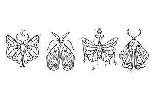 Celestial moth and butterfly set, an Illustration by art PVP - market
