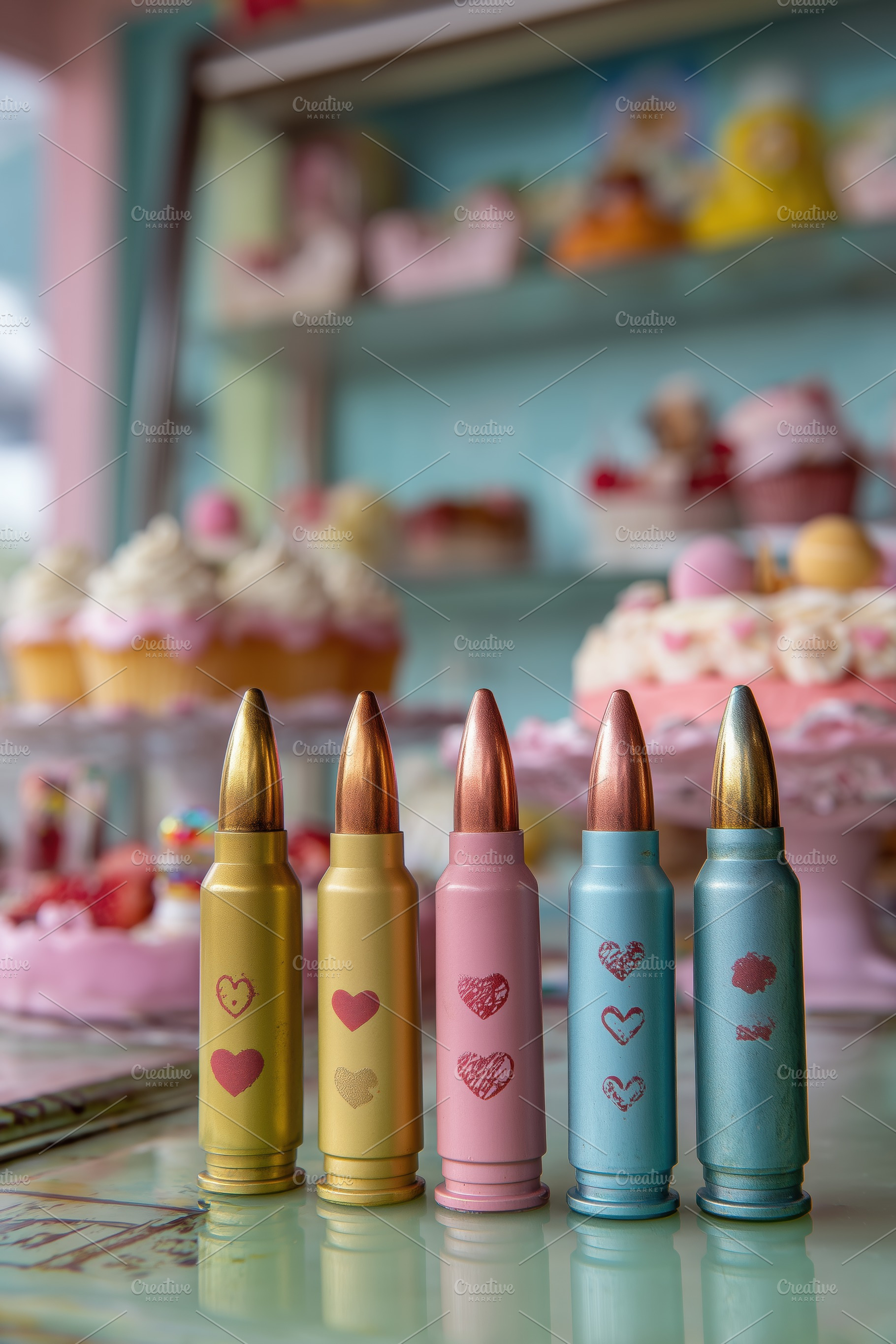 A colorful display of decorative bullet-shaped crayons in pastel colors, arrang, an Arts & Entertainment Photo by Textures & Backgrounds