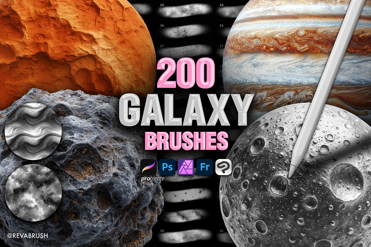 Procreate Galaxy Space brushes, a Brush Add-On by Revabrush (Photo 1 of 7)