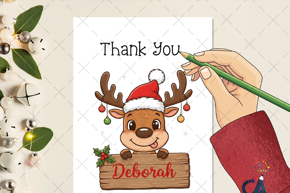 Funny Christmas Reindeer With Sign P, an Illustration by Creative Art (Photo 3 of 6)
