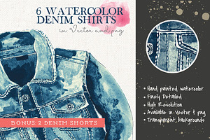 6 Watercolor Denim Shirts