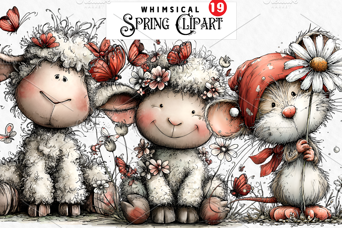 Whimsical Spring Clipart, an Illustration by Watercolor design (Photo 1 of 6)
