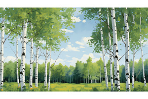slender birch tree illustration ai, a Nature Photo by pikepicture