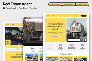 Real Estate Agent Figma Landing Page, a Landing Page Template by Supanium Studio