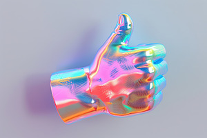 Colorful transparent thumb up gesture, an Abstract Photo by AlyaAnd