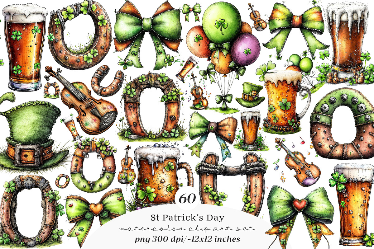 Whimsical st patrick’s day clipart, an Illustration by SinaCreation (Photo 1 of 11)