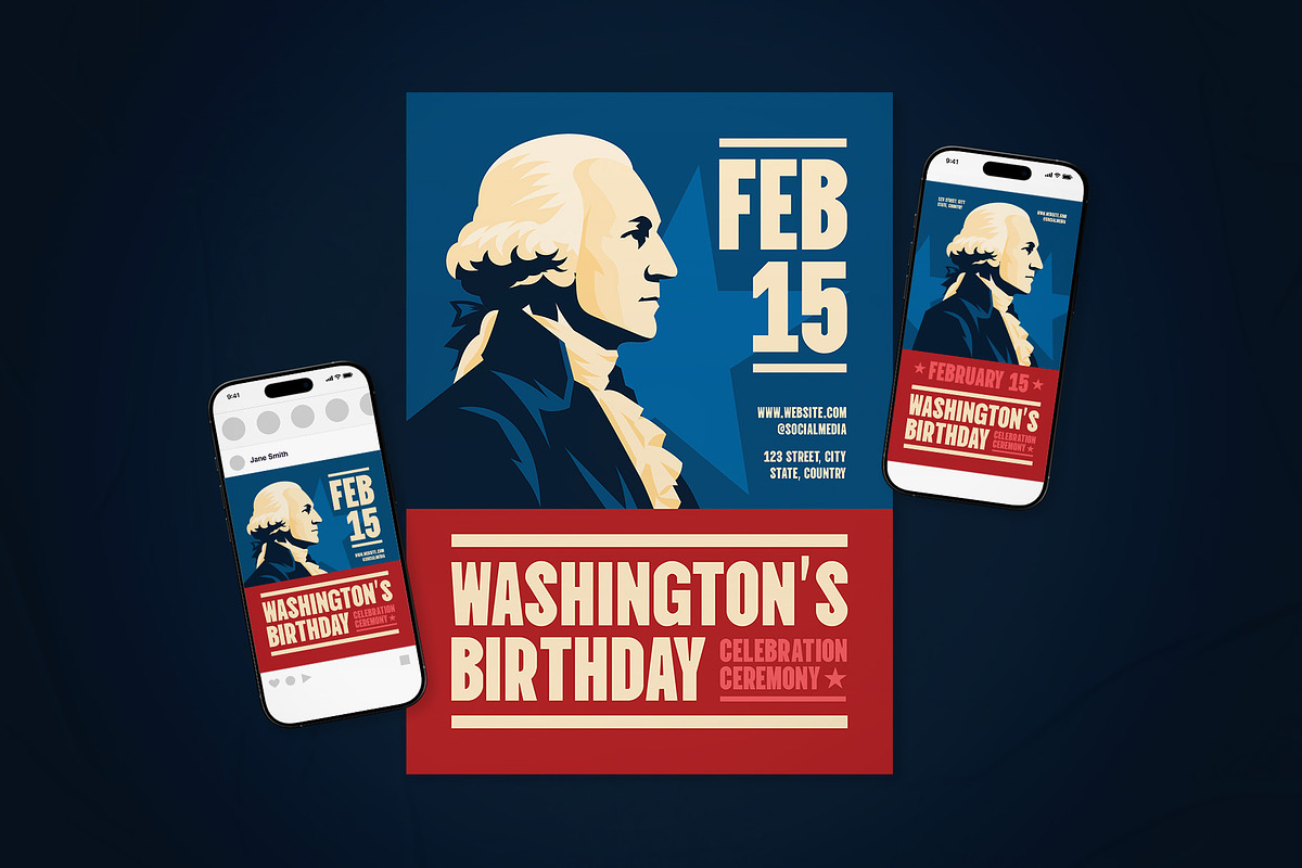 Washington's Celebration Flyer Set, a Flyer Template by The Good Store (Photo 2 of 2)
