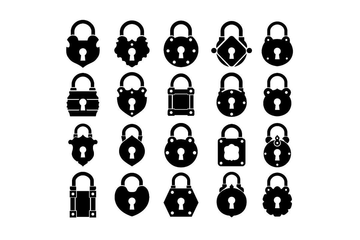 Set of 20 antique padlock vector, an Object Illustration by LogosDen (Photo 1 of 3)