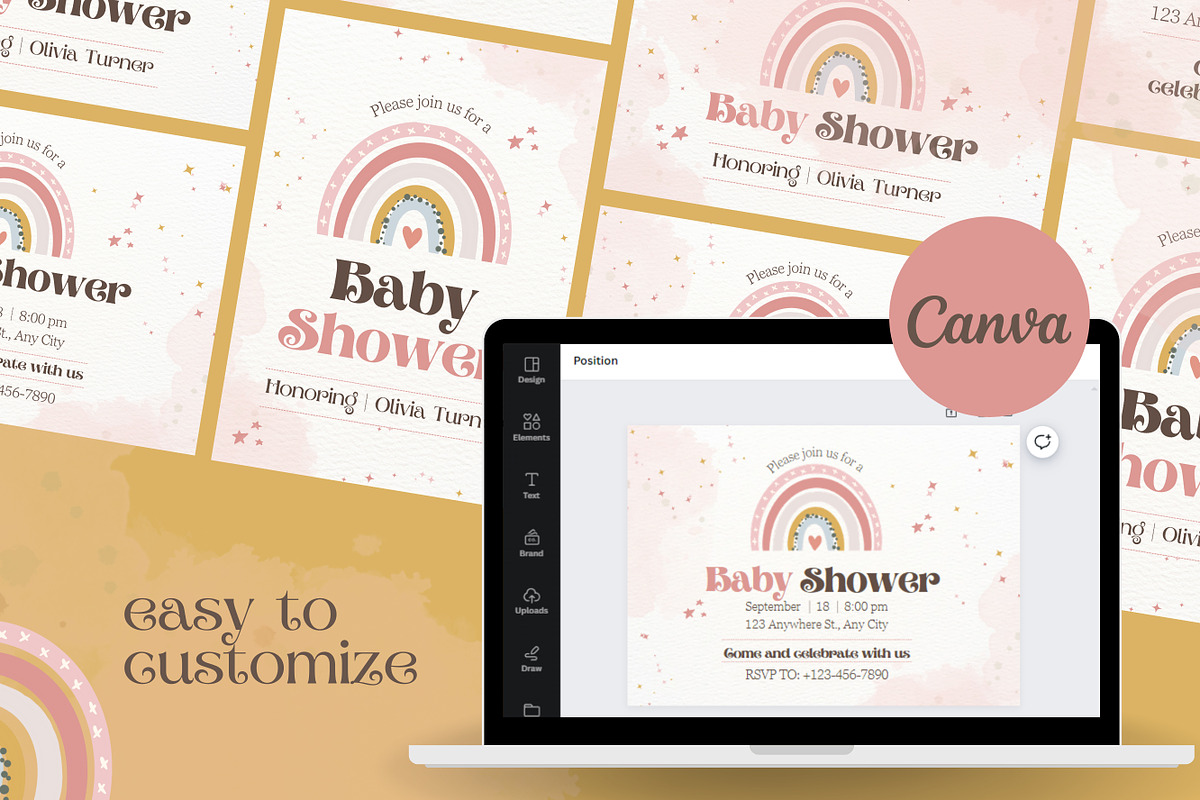 Baby Shower Canva Invitation, a Design Template by TemplateCastleStore (Photo 3 of 6)