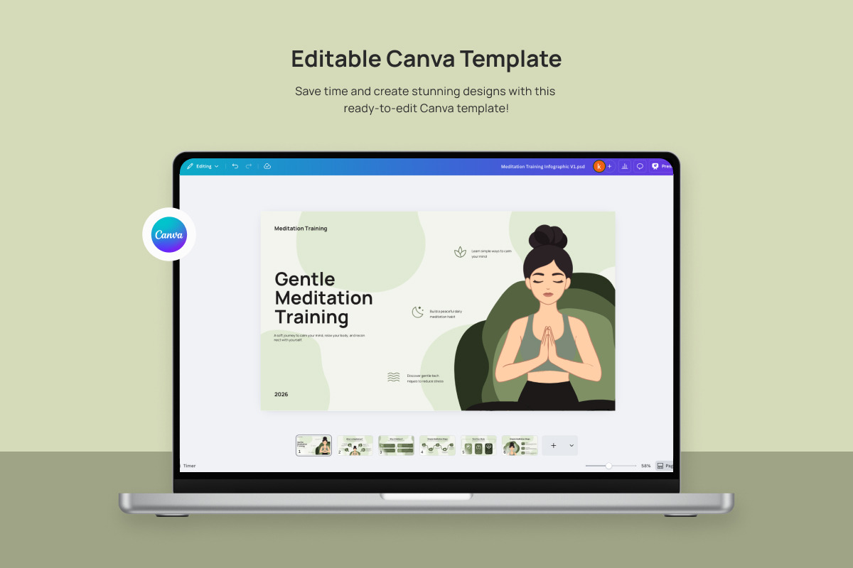 Gentle Mindful Meditate Infographic, a Presentation Template by productype1 (Photo 3 of 5)