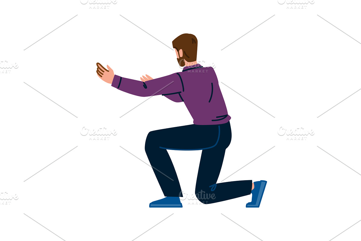 Businessman kneeling and reaching, a Person Illustration by pikepicture