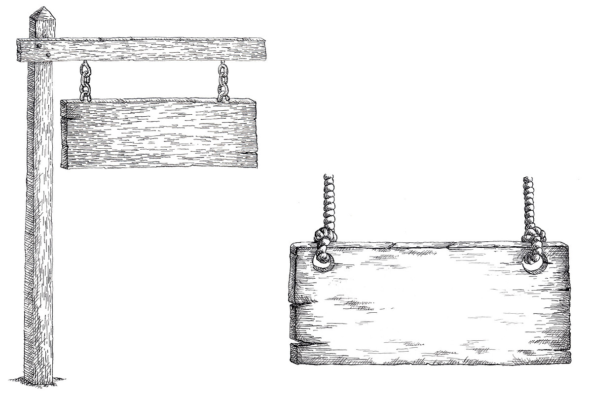 Ink drawings of old wooden signposts, an Object Illustration by javi.ruiz (Photo 4 of 6)
