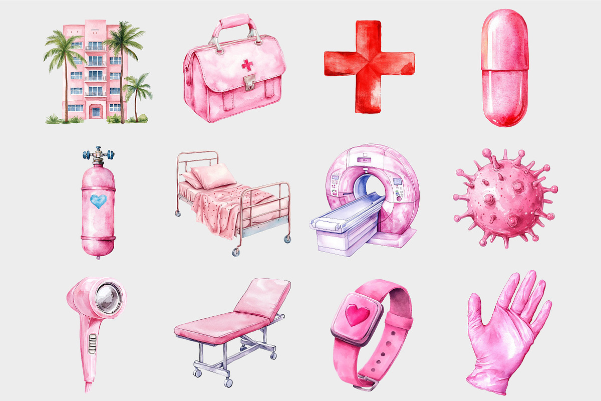Watercolor Medical Clipart, a Seasonal Illustration by Design Market (Photo 5 of 5)