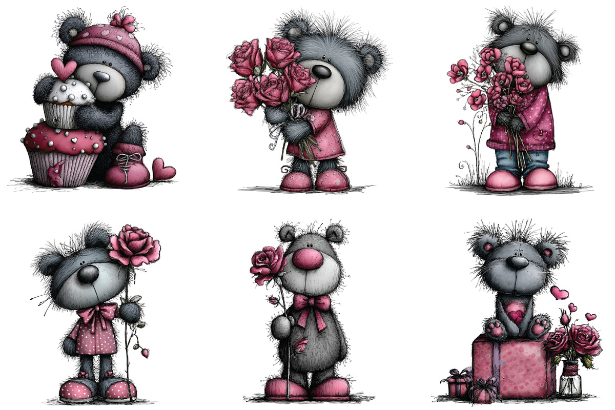Teddy Bear Valentine Clipart, an Illustration by CraftArtStudio (Photo 5 of 6)