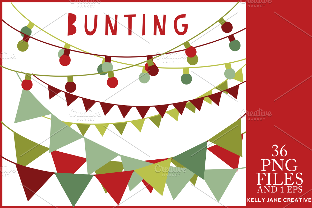 Christmas Lights & Bunting, a Decorative Illustration by Kelly Jane Creative (Photo 1 of 2)