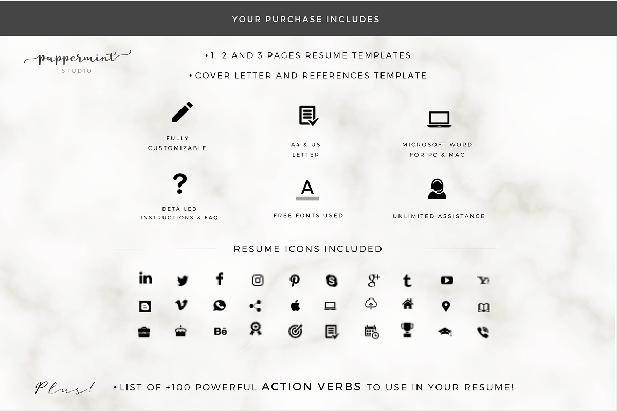 Resume Template WORD Classic CV, a Resume Template by PAPPERMINT RESUME STUDIO (Photo 4 of 5)